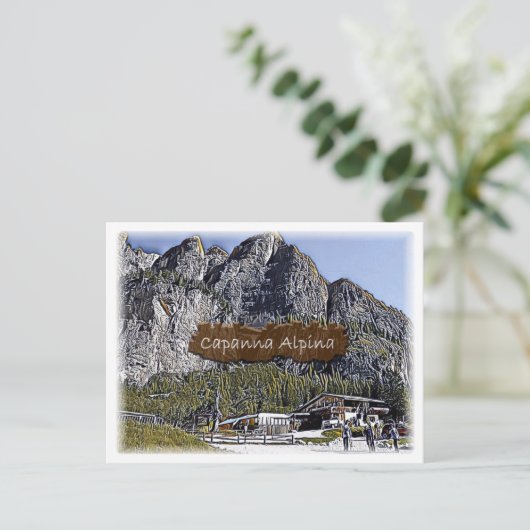 Italië - alpine hut Capanna Alpina - Dolomiti - Briefkaart (Staand voorkant)