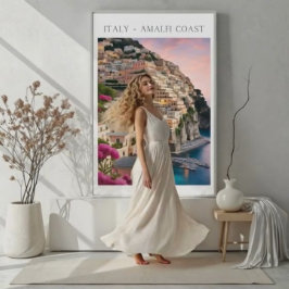 Italië Amalfi Coast Positano Bloemen Print Poster