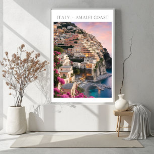 Italië Amalfi Coast Positano Bloemen Print Poster