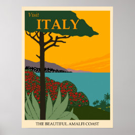 Italië Amalfi Coast Vintage Poster