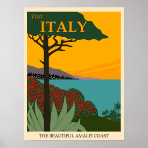Italië Amalfi Coast Vintage Poster