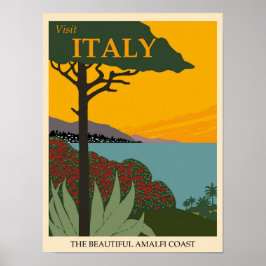 Italië Amalfi Coast Vintage Poster