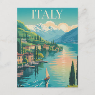 Italië Amalfi-kust Illustratie Reis Kunst Vintage Briefkaart