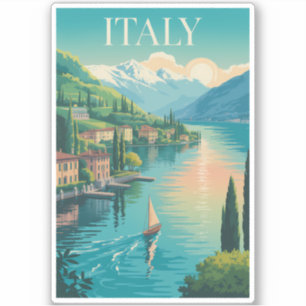 Italië Amalfi-kust Illustratie Reis Kunst Vintage Sticker