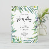 Italië Amalfi olijft moderne huwelijksuitnodiging Kaart (Staand voorkant)