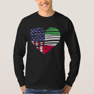 Italië Amerikaans Geteeld Hart USA Patriot Erfgoed T-shirt