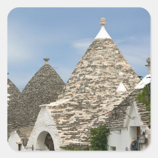 Italië, Apulië, Alberobello, Terra dei Trulli Vierkante Sticker (Voorkant)