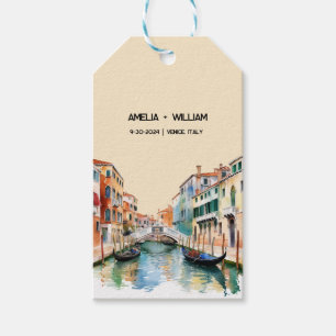 Italië Aquarel Romantische Bestemming Huwelijk Cadeaulabel