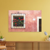 Italië, Asciano, vensterdozen met verse lente Canvas Afdruk (Insitu (Woonkamer))