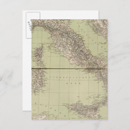 Italië Atlas Map Briefkaart (Voorkant / Achterkant)