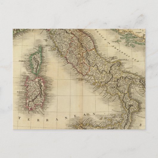 Italië Atlas Map Briefkaart (Voorkant)