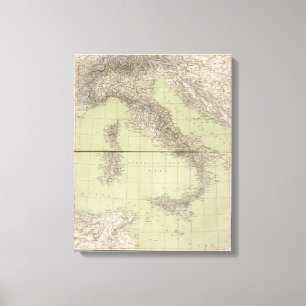 Italië Atlas Map Canvas Afdruk