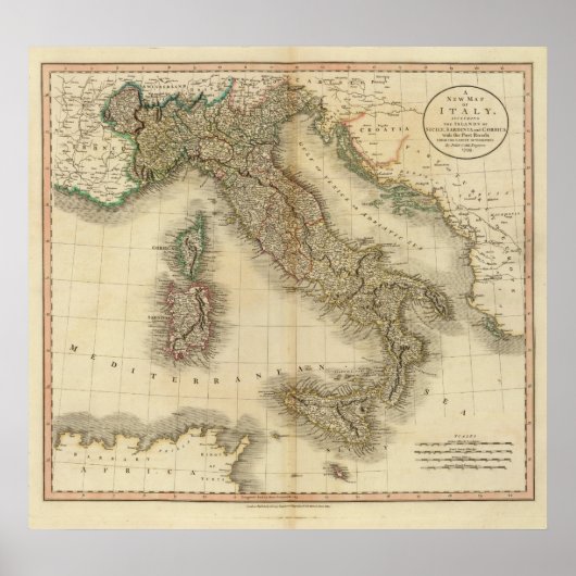 Italië Atlas Map Poster (Voorkant)