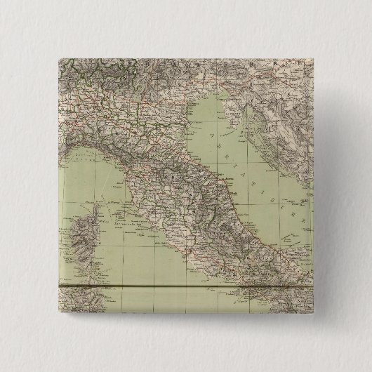 Italië Atlas Map Vierkante Button 5,1 Cm (Voorkant)