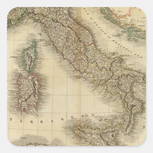 Italië Atlas Map Vierkante Sticker (Voorkant)