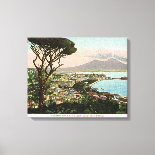 Italië, baai van Napels en de Vesuvius Canvas Afdruk (Voorkant)