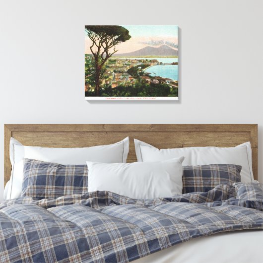 Italië, baai van Napels en de Vesuvius Canvas Afdruk (Insitu (Slaapkamer))