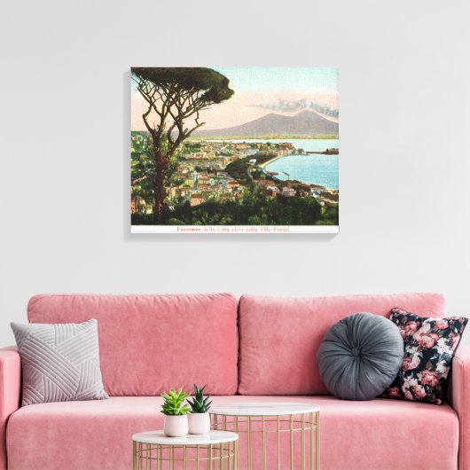  Italië, baai van Napels en de Vesuvius Canvas Afdruk (Insitu (Woonkamer))