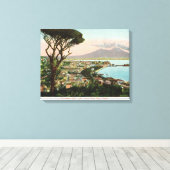 Italië, baai van Napels en de Vesuvius Canvas Afdruk (Insitu (Houten vloer))