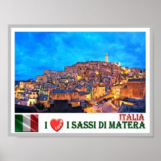 Italië - Basilicata - I sassi di Matera - I Love - Poster (Voorkant)