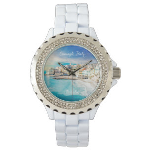 Italië Beach Mediterranean Zee Painting Monogram Horloge