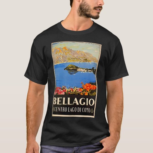 Italië Bellagio Comomeer  Italiaans Reisadvertenti T-shirt (Voorkant)