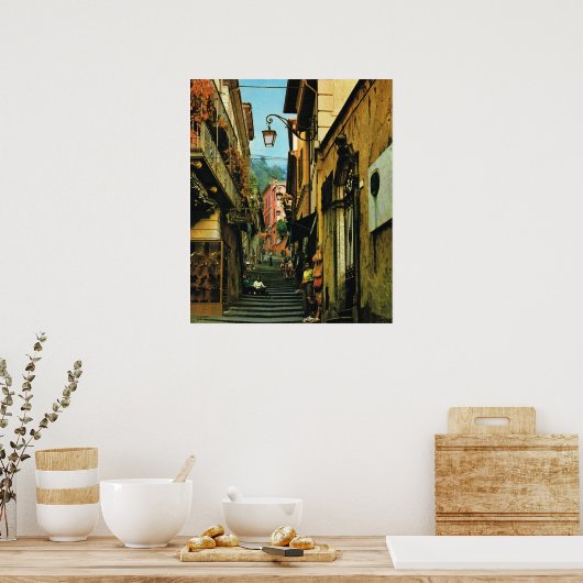  Italië, Bellagio, Stadstraat Poster (Keuken)