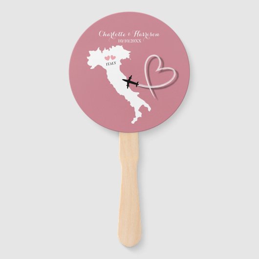 Italië Bestemming Elopement Bruiloft Hand Fan Handwaaier (Voorkant)