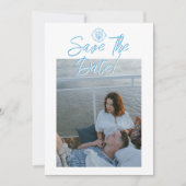Italië Blauwe Hand getekend Mediterrane foto bruil Save The Date (Voorkant)