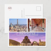 Italië, BOLOGNA, Piazza Maggiore, Twee torens, Briefkaart (Voorkant / Achterkant)