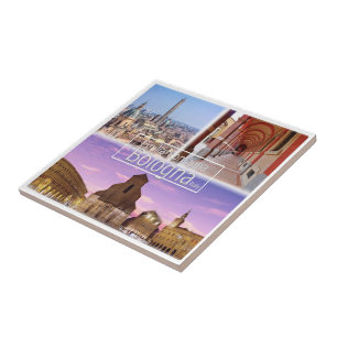 Italië BOLOGNA, Piazza Maggiore, Twee torens, Tegeltje