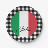 Italië Bord, buffelpleister en Italiaanse vlag Papieren Bordje (Voorkant)