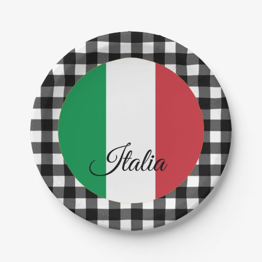 Italië Bord, buffelpleister en Italiaanse vlag Papieren Bordje (Voorkant)