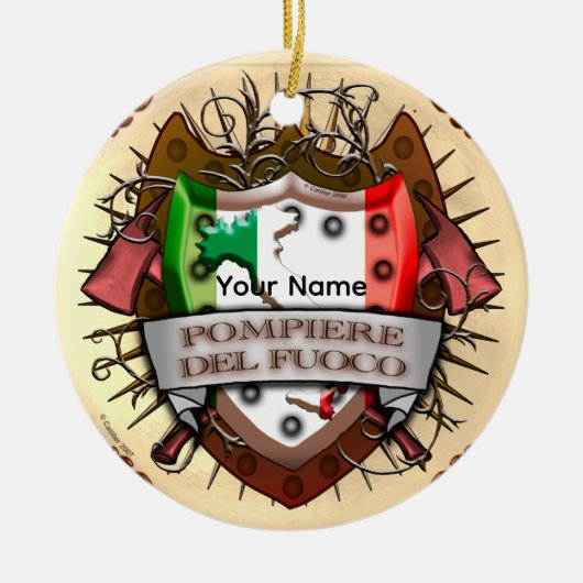 Italië Brandweerman naam Sieradelijst  Keramisch Ornament (Voorkant)