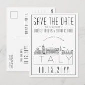 Italië bruiloft | Gestileerde skyline De datum ops Briefkaart (Voorkant / Achterkant)