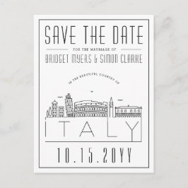 Italië bruiloft | Gestileerde skyline De datum ops Briefkaart