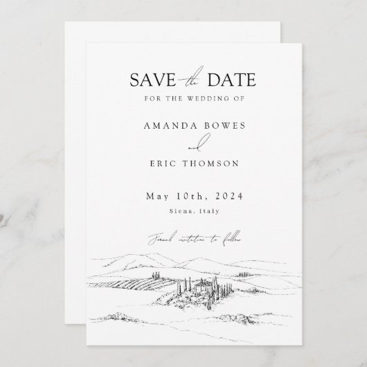 Italië Bruiloft Save the Date Kaart (Voorkant / Achterkant)