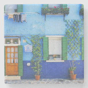 Italië, Burano. Een kleurrijk huis in Burano nabi Stenen Onderzetter