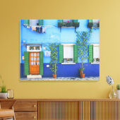Italië, Burano. Een kleurrijk huis in Burano nabij Canvas Afdruk (Insitu (Woonkamer))