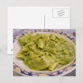 Italië, Camogli. Bord van deegwaren met pesto Briefkaart (Voorkant / Achterkant)