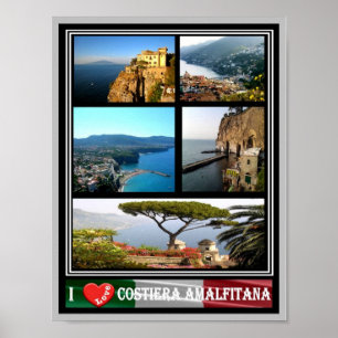 Italië - Campania - Amalfikust - Ik hou van - Poster