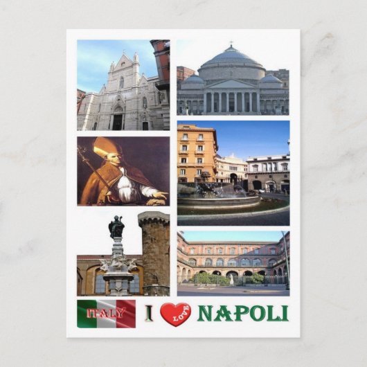 Italië - Campanië - Napels - I Love - Briefkaart (Voorkant)