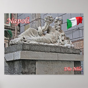 Italië - Campanië - Napels - Statuut van de Nijlgo Poster