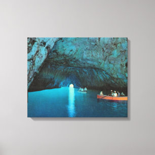  Italië, Capri, Blue Grotto Canvas Afdruk