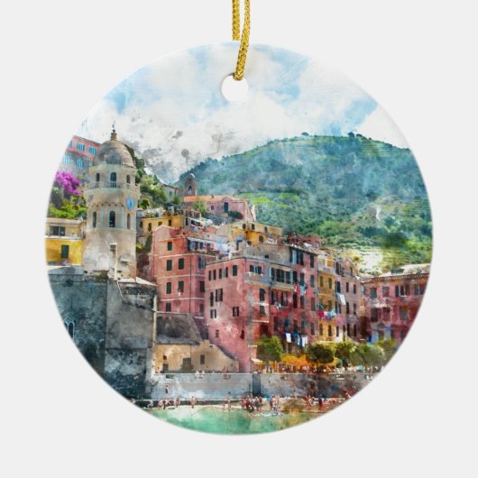 Italië Cinque Terre in de Italiaanse Riviera Keramisch Ornament (Voorkant)