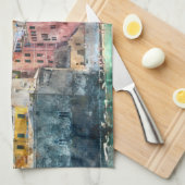 Italië Cinque Terre in de Italiaanse Riviera Theedoek (Quarter Fold)