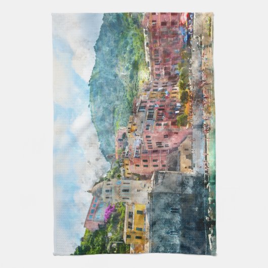 Italië Cinque Terre in de Italiaanse Riviera Theedoek (Verticaal)