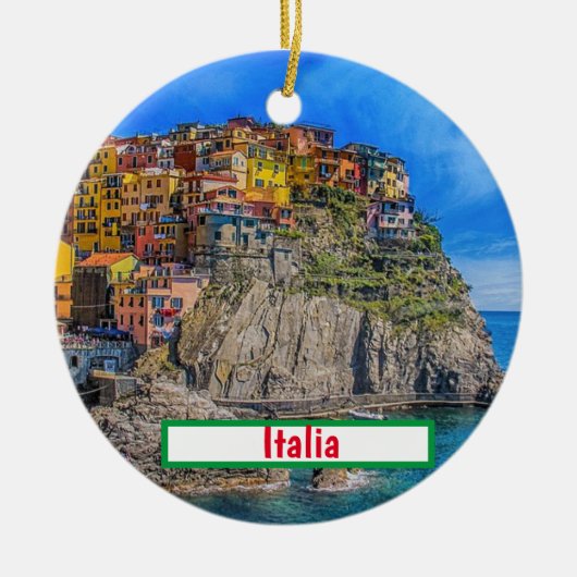 Italië Cinque Terre kerstversiering Keramisch Ornament (Voorkant)