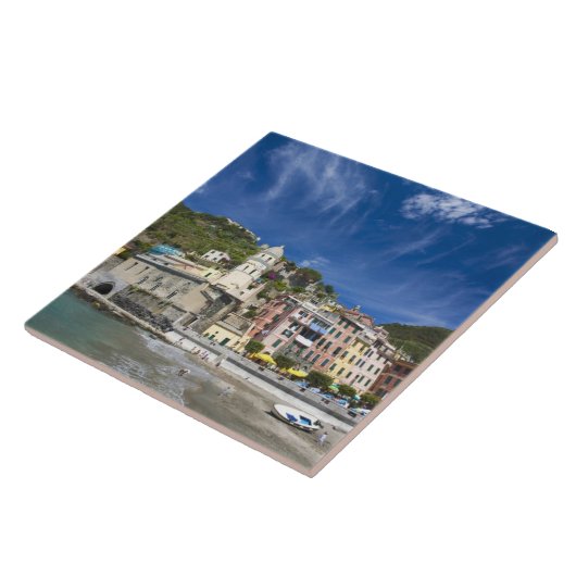 Italië, Cinque Terre, Vernazza, Harbour en Church  Tegeltje (Zijkant)