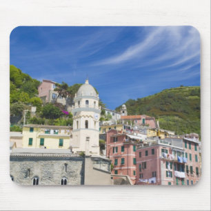 Italië, Cinque Terre, Vernazza, Haven en Kerk Muismat